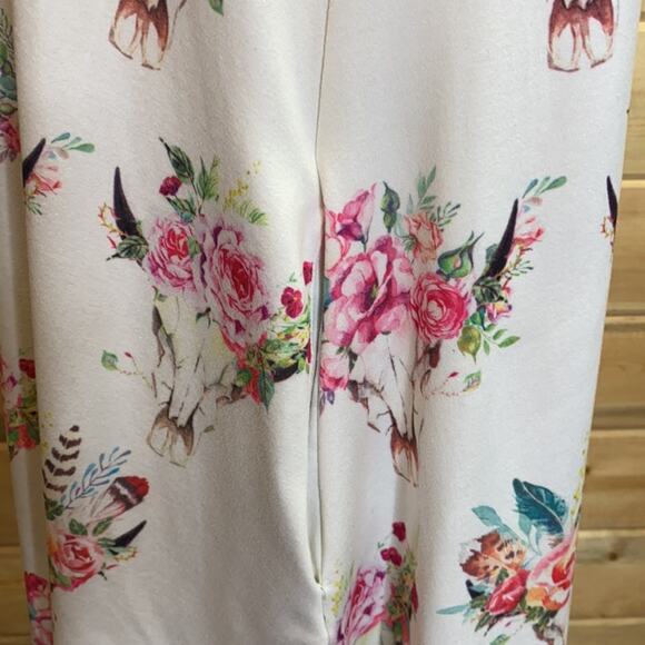 P.S. Kate Longhorn Steer Bull Floral Feather Boho Western Dress Small - Picture 5 of 10